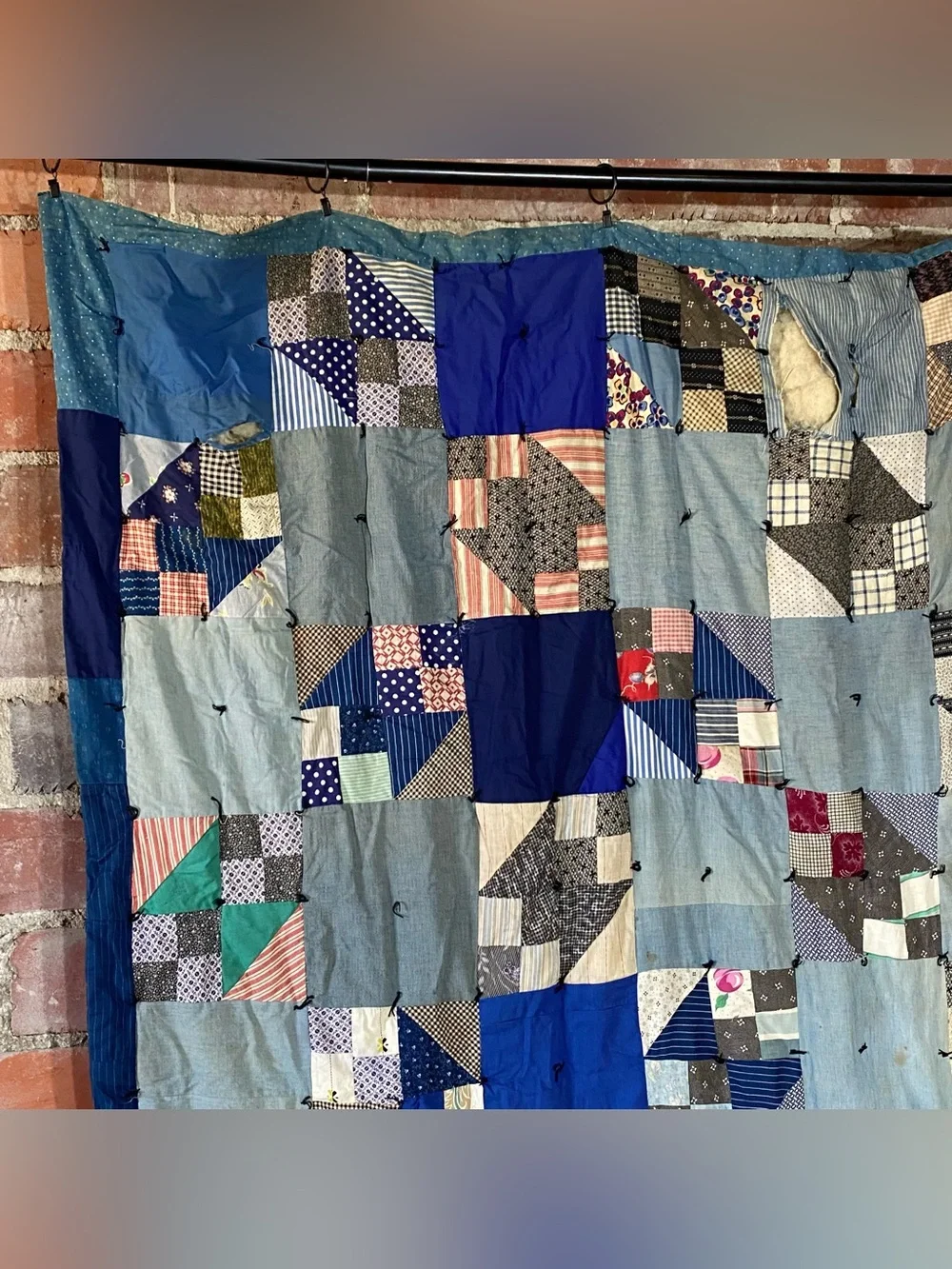 Vintage Patchwork Tie Cutter Quilt 70” x 90”